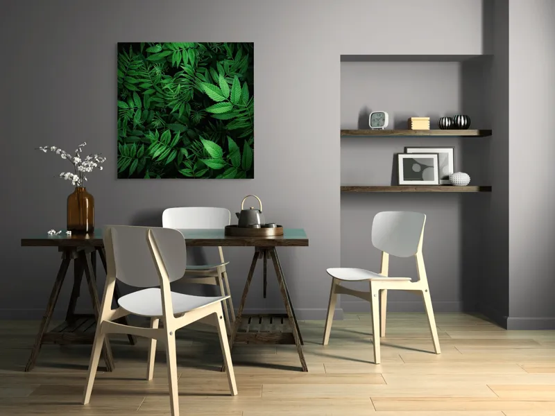 Tablou Canvas, "Verdele vibrant al naturii vii", Frunze, Verzi, Lumină, Textură, Natură, Vegetație, Abundență, Frumusețe, Armonie, Detaliu, 100 x 100 cm – poza 6