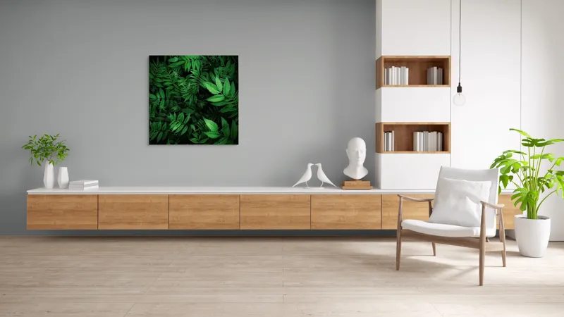 Tablou Canvas, "Verdele vibrant al naturii vii", Frunze, Verzi, Lumină, Textură, Natură, Vegetație, Abundență, Frumusețe, Armonie, Detaliu, 100 x 100 cm – poza 8