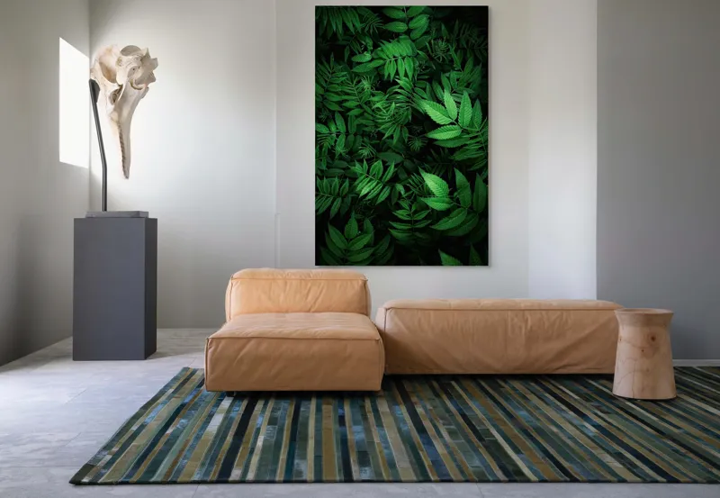 Tablou Canvas, "Verdele vibrant al naturii vii", Frunze, Verzi, Lumină, Textură, Natură, Vegetație, Abundență, Frumusețe, Armonie, Detaliu, 100 x 150 cm – poza 7