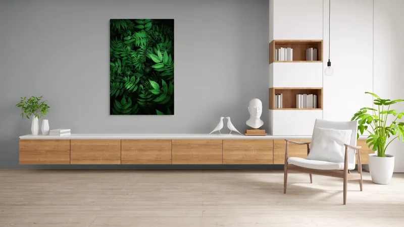 Tablou Canvas, "Verdele vibrant al naturii vii", Frunze, Verzi, Lumină, Textură, Natură, Vegetație, Abundență, Frumusețe, Armonie, Detaliu, 100 x 150 cm – poza 8