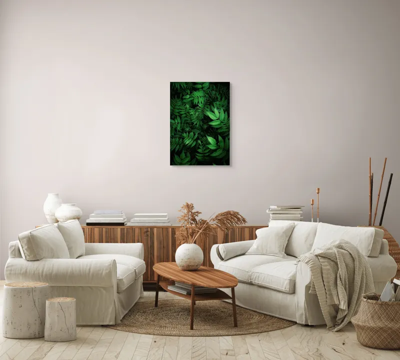 Tablou Canvas, "Verdele vibrant al naturii vii", Frunze, Verzi, Lumină, Textură, Natură, Vegetație, Abundență, Frumusețe, Armonie, Detaliu, 50 x 70 cm – poza 4
