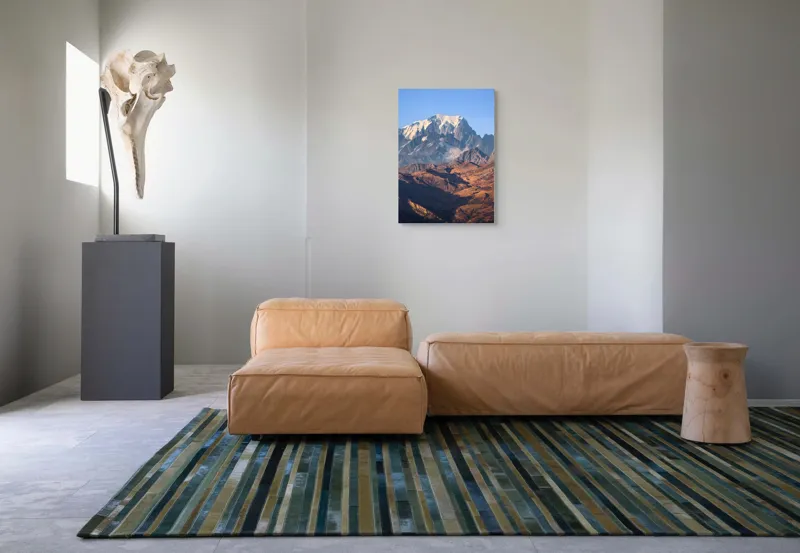 Tablou Canvas, "Inegalabila splendoare a munților în zori", Măreție, Grandeur, Munți, Albastru, Zăpadă, Contrast, Natură, Întindere, Timp, Peisaj, 50 x 70 cm – poza 7