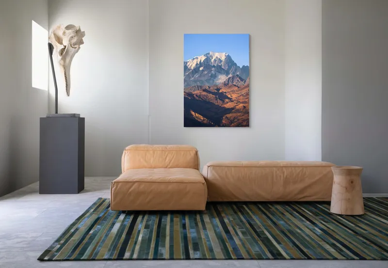 Tablou Canvas, "Inegalabila splendoare a munților în zori", Măreție, Grandeur, Munți, Albastru, Zăpadă, Contrast, Natură, Întindere, Timp, Peisaj, 70 x 100 cm – poza 7