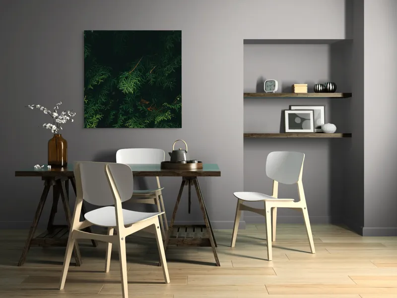 Tablou Canvas, "Verdele ascuns în tăcerea pădurii", Verde, Frunziș, Întuneric, Natura, Mister, Umbre, Textură, Rămuriș, 100 x 100 cm – poza 6