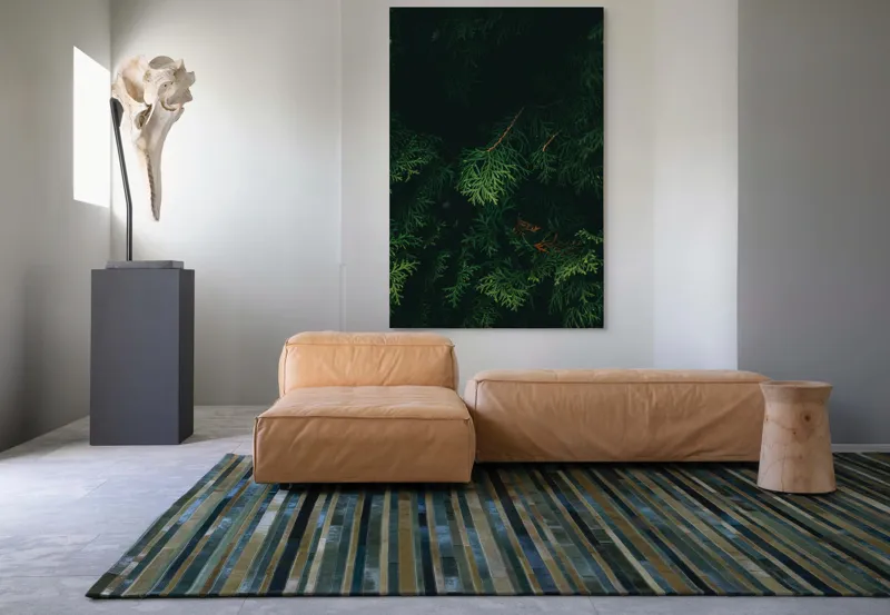 Tablou Canvas, "Verdele ascuns în tăcerea pădurii", Verde, Frunziș, Întuneric, Natura, Mister, Umbre, Textură, Rămuriș, 100 x 150 cm – poza 7