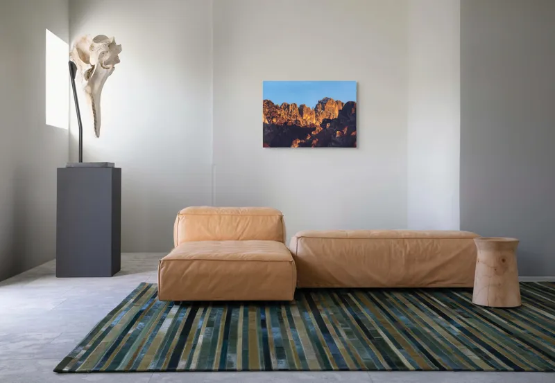 Tablou Canvas, "Crestele stâncoase în lumina apusului", Munți, Roci, Apus, Lumină, Umbre, Culori, Peisaj, Cer, Frumusețe, Natură, 70 x 50 cm – poza 8