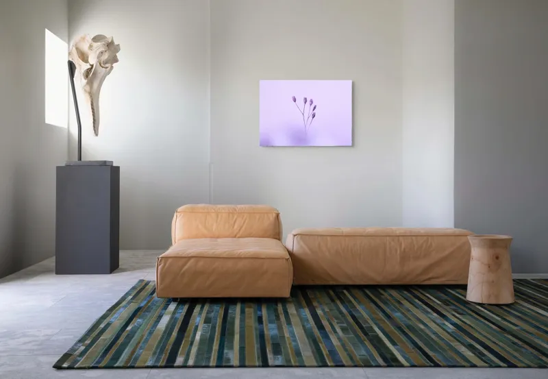 Tablou Canvas, "Dansul delicat al florilor mov", Plante, Subtil, Delicat, Pastel, Liniște, Minimalism, Fragilitate, Natură, 70 x 50 cm – poza 8