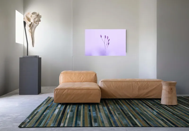 Tablou Canvas, "Dansul delicat al florilor mov", Plante, Subtil, Delicat, Pastel, Liniște, Minimalism, Fragilitate, Natură, 90 x 50 cm – poza 8