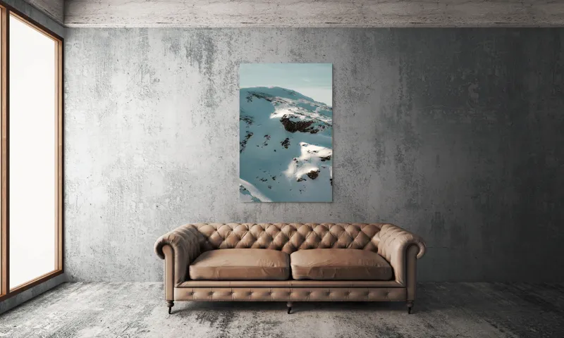 Tablou Canvas, "Umbre pe crestele înzăpezite ale muntelui", Zăpadă, Vârfuri, Stânci, Umbre, Serpentine, Contrast, Înghețat, Alpin, Natură, Întinderi., 100 x 150 cm – poza 6