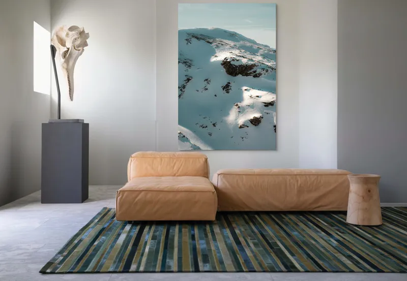 Tablou Canvas, "Umbre pe crestele înzăpezite ale muntelui", Zăpadă, Vârfuri, Stânci, Umbre, Serpentine, Contrast, Înghețat, Alpin, Natură, Întinderi., 100 x 150 cm – poza 7