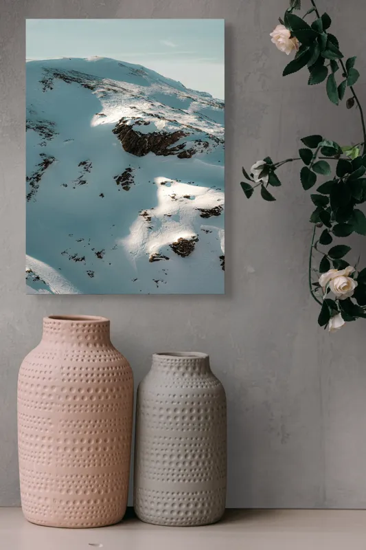 Tablou Canvas, "Umbre pe crestele înzăpezite ale muntelui", Zăpadă, Vârfuri, Stânci, Umbre, Serpentine, Contrast, Înghețat, Alpin, Natură, Întinderi., 39 x 54 cm – poza 6