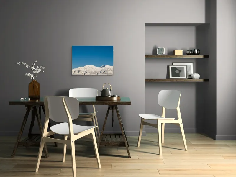 Tablou Canvas, "Munți acoperiți de zăpadă sub cer senin", Alb, Rece, Montan, Întins, Albastru, Seren, Vast, Pitoresc, 70 x 50 cm – poza 5