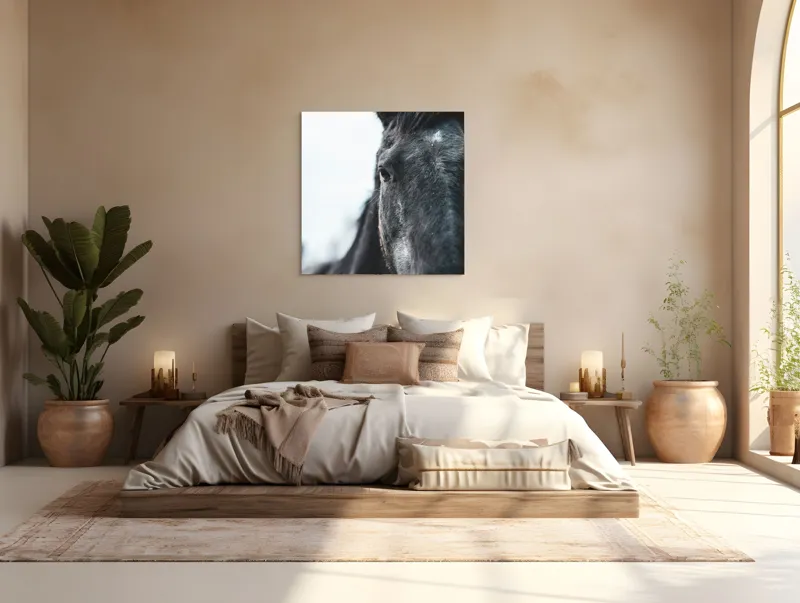 Tablou Canvas, "Calul priveste spre orizont alb.", Nu știu cine este în imagine., 100 x 100 cm – poza 4