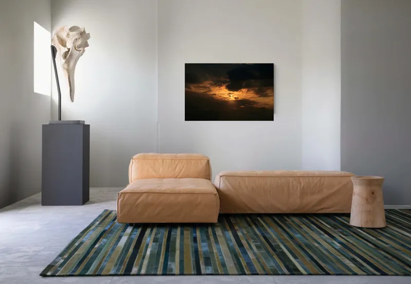 Tablou Canvas, "Soarele ascuns printre nori negri", Nor, Cer, Soare, Lumini, Umbre, Apus, Dramatism, Contrast, Mister, Frumusețe, 90 x 50 cm – poza 8