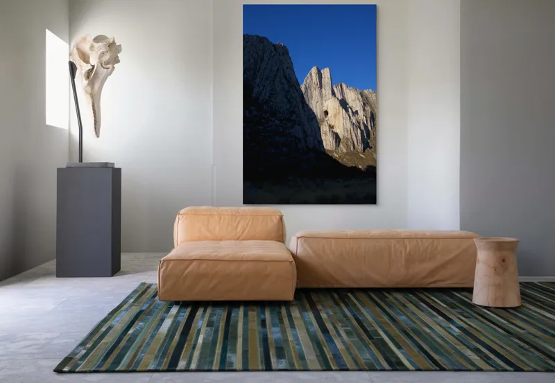Tablou Canvas, "Muntele Strălucitor în Lumina Serii", Stânci, Cer, Umbre, Formațiuni, Naturale, Peisaj, Lumină, Alpinism, Frumusețe, Roci, 100 x 150 cm – poza 7