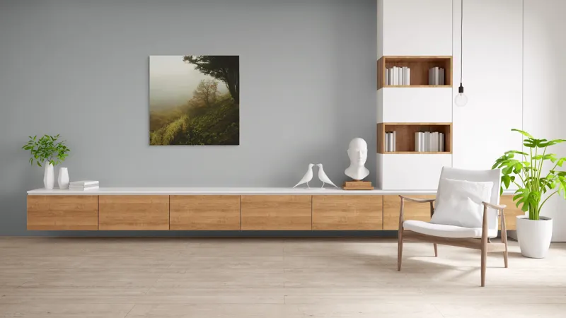 Tablou Canvas, "Misterul pădurii în ceață misterioasă", Ceață, Copaci, Deal, Vegetație, Liniște, Mister, Natură, Frunziș, Umbre, Peisaj, 100 x 100 cm – poza 8
