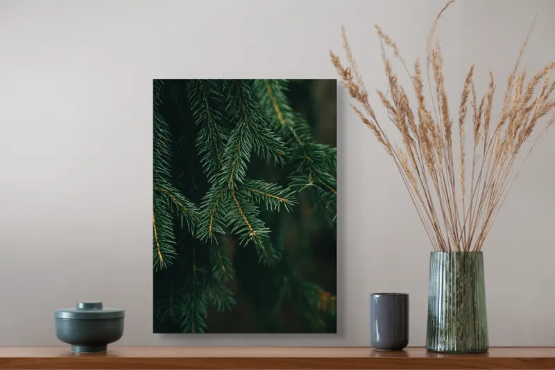 Tablou Canvas, "Verdele tainic al pădurii de brazi", Brad, Verde, Ramuri, Textură, Frunziș, 39 x 54 cm – poza 3