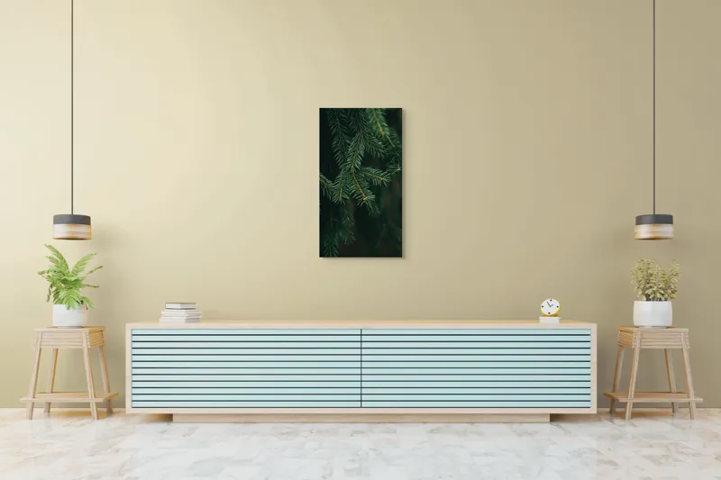 Tablou Canvas, "Verdele tainic al pădurii de brazi", Brad, Verde, Ramuri, Textură, Frunziș, 50 x 90 cm – poza 6