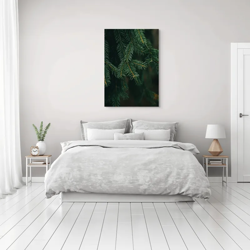 Tablou Canvas, "Verdele tainic al pădurii de brazi", Brad, Verde, Ramuri, Textură, Frunziș, 70 x 100 cm – poza 3