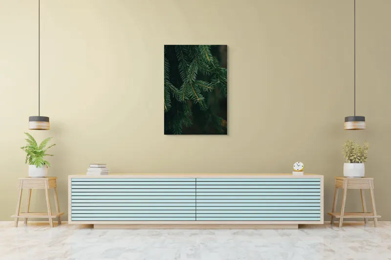 Tablou Canvas, "Verdele tainic al pădurii de brazi", Brad, Verde, Ramuri, Textură, Frunziș, 70 x 100 cm – poza 5