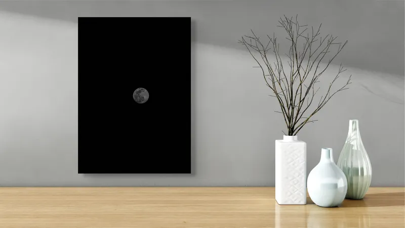 Tablou Canvas, "Luna strălucește în noaptea tăcută", Lună, Noapte, Cer, Mister, Lumină, Solitudine, Frumusețe, Calm, Întuneric, Univers, 39 x 54 cm – poza 4