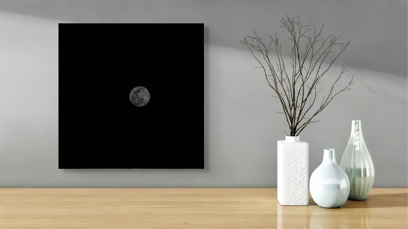Tablou Canvas, "Luna strălucește în noaptea tăcută", Lună, Noapte, Cer, Mister, Lumină, Solitudine, Frumusețe, Calm, Întuneric, Univers, 50 x 50 cm – poza 3