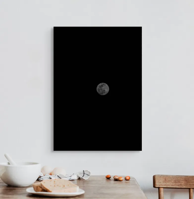 Tablou Canvas, "Luna strălucește în noaptea tăcută", Lună, Noapte, Cer, Mister, Lumină, Solitudine, Frumusețe, Calm, Întuneric, Univers, 50 x 70 cm – poza 3