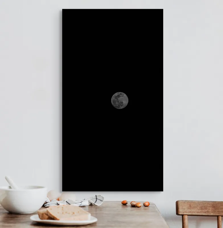 Tablou Canvas, "Luna strălucește în noaptea tăcută", Lună, Noapte, Cer, Mister, Lumină, Solitudine, Frumusețe, Calm, Întuneric, Univers, 50 x 90 cm – poza 3