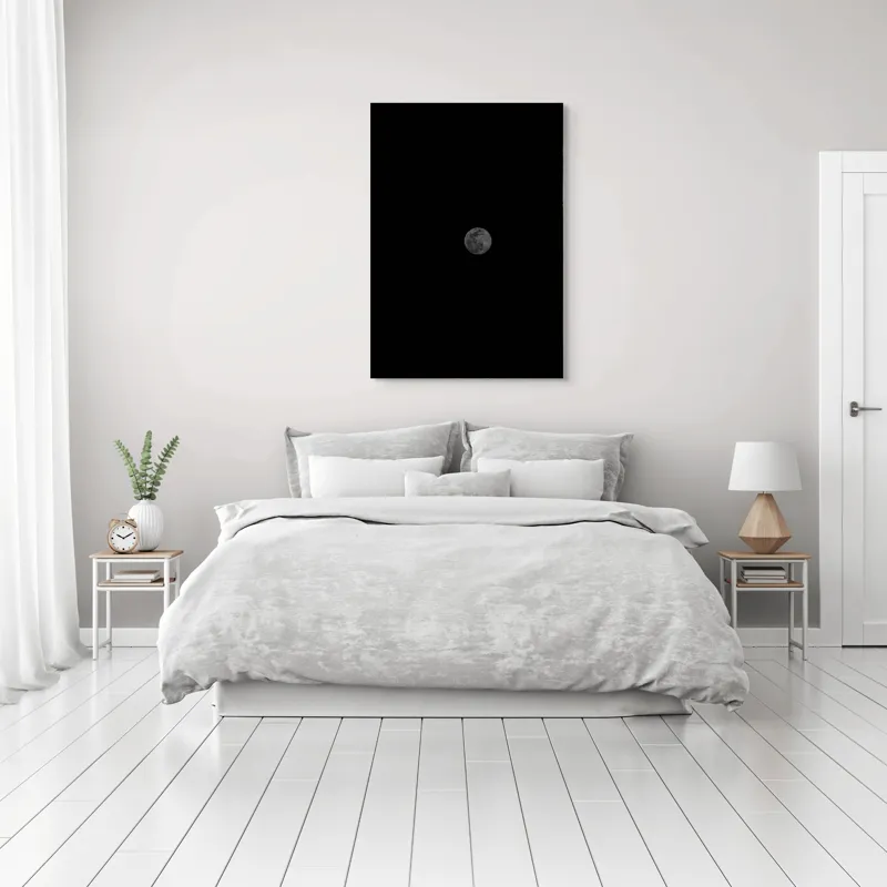 Tablou Canvas, "Luna strălucește în noaptea tăcută", Lună, Noapte, Cer, Mister, Lumină, Solitudine, Frumusețe, Calm, Întuneric, Univers, 70 x 100 cm – poza 3