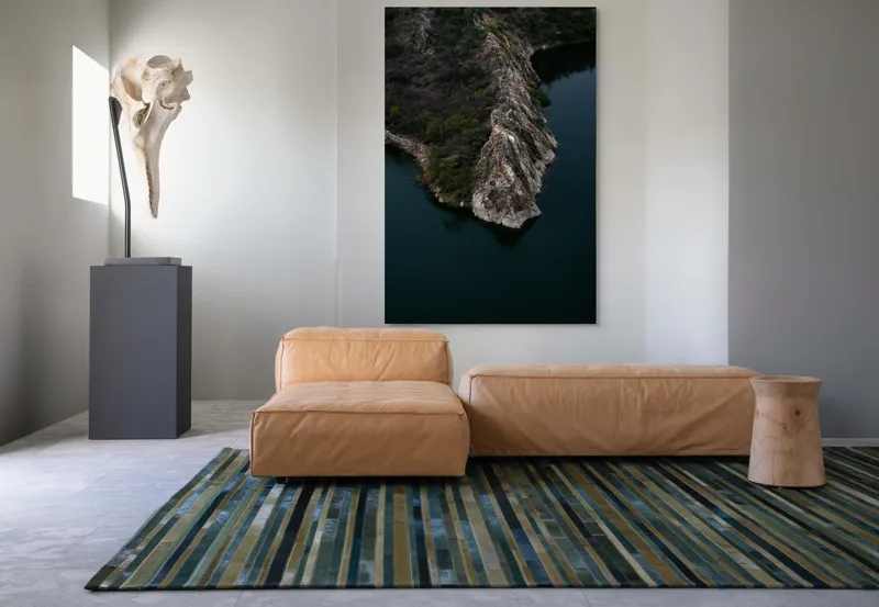 Tablou Canvas, "Peninsula stâncoasă în amurg liniștit", Peisaj, Stâncă, Apă, Vegetație, Natură, Sălbatică, Contrast, Texturi, Liniște, Reflexie, 100 x 150 cm – poza 7