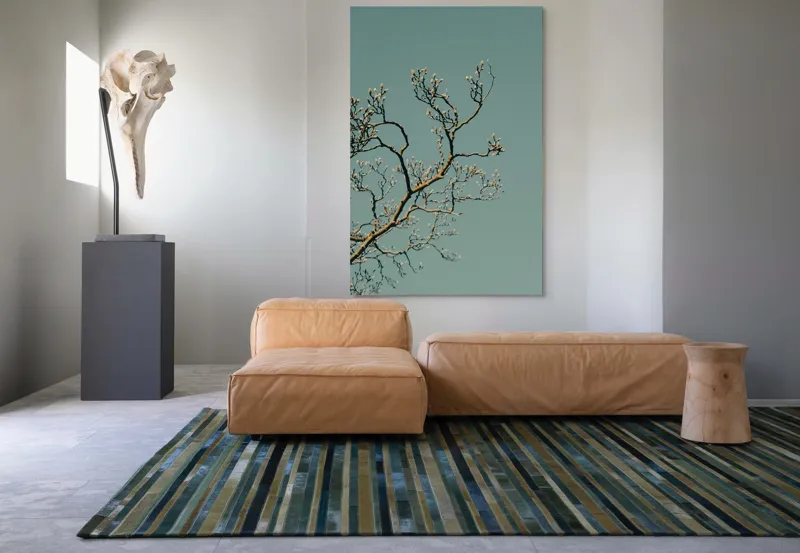 Tablou Canvas, "Bobocii primăverii sub cer senin", Ramuri, Muguri, Cer, Albastru, Natură, Primăvară, Frumusețe, Liniște, 100 x 150 cm – poza 7