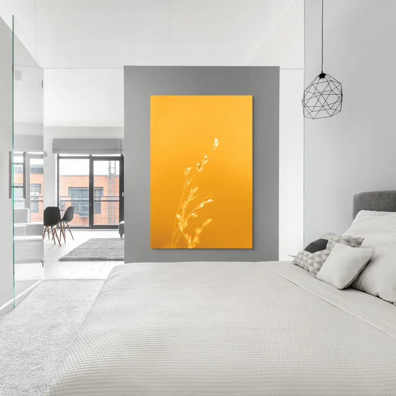 Tablou Canvas, "Răsăritul cald în fire de iarbă", Auriu, Delicat, Simplu, Strălucitor, Încântător, Seren, Liniștitor, Elegant, 100 x 150 cm – poza 5