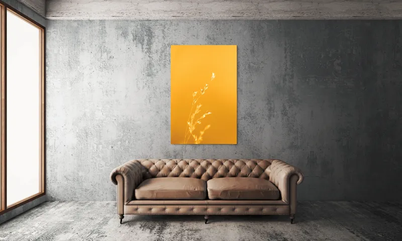 Tablou Canvas, "Răsăritul cald în fire de iarbă", Auriu, Delicat, Simplu, Strălucitor, Încântător, Seren, Liniștitor, Elegant, 100 x 150 cm – poza 6