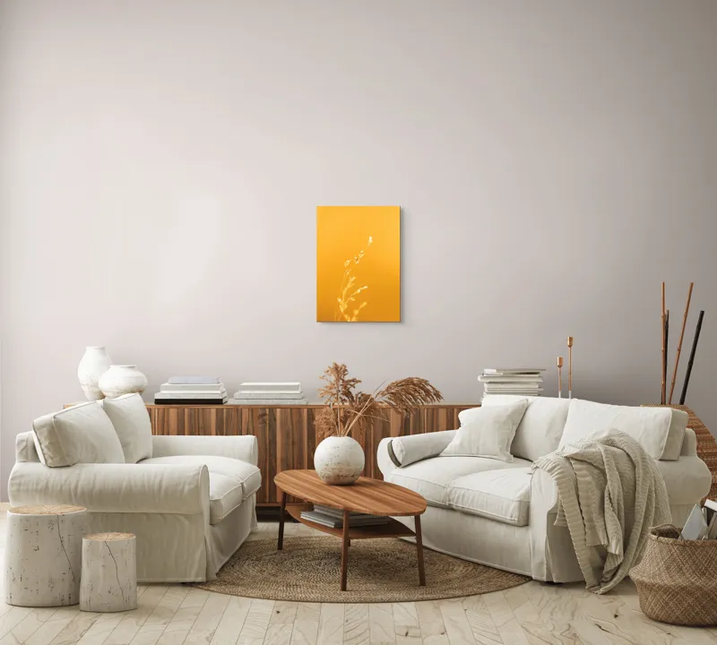 Tablou Canvas, "Răsăritul cald în fire de iarbă", Auriu, Delicat, Simplu, Strălucitor, Încântător, Seren, Liniștitor, Elegant, 39 x 54 cm – poza 5