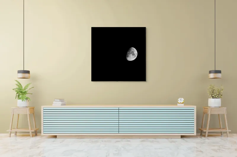 Tablou Canvas, "Luna singuratică pe cerul nopții", Lună, Întuneric, Certeț, Astronomie, Umbră, 100 x 100 cm – poza 5