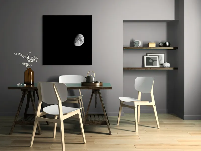 Tablou Canvas, "Luna singuratică pe cerul nopții", Lună, Întuneric, Certeț, Astronomie, Umbră, 100 x 100 cm – poza 6