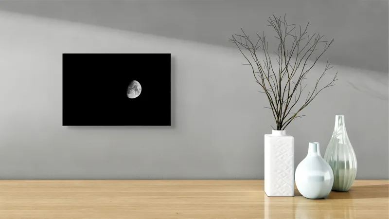 Tablou Canvas, "Luna singuratică pe cerul nopții", Lună, Întuneric, Certeț, Astronomie, Umbră, 39 x 26 cm – poza 8