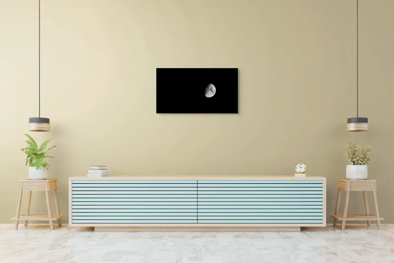 Tablou Canvas, "Luna singuratică pe cerul nopții", Lună, Întuneric, Certeț, Astronomie, Umbră, 90 x 50 cm – poza 5