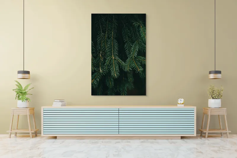 Tablou Canvas, "Misterul Crengilor de Brad Verde", Verde, Ace, Brad, Natural, Textură, Frumusețe, Pădure, Serenitate, 100 x 150 cm – poza 4