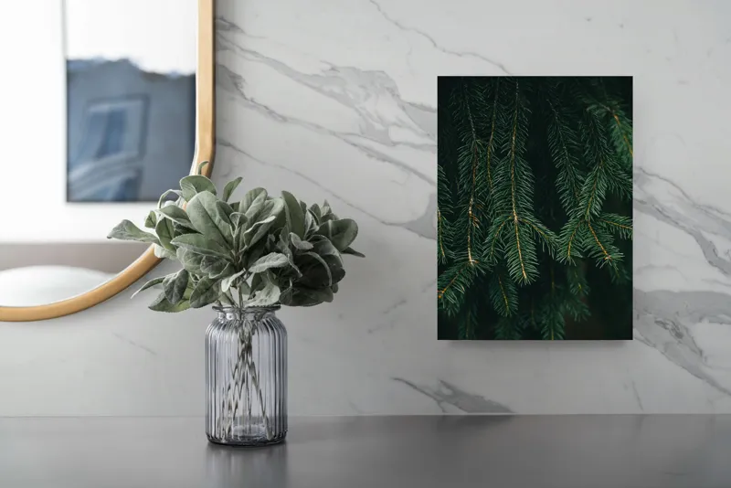 Tablou Canvas, "Misterul Crengilor de Brad Verde", Verde, Ace, Brad, Natural, Textură, Frumusețe, Pădure, Serenitate, 26 x 39 cm – poza 4