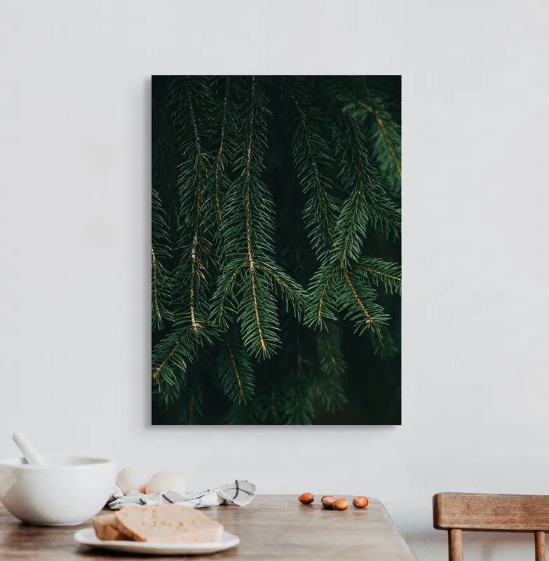 Tablou Canvas, "Misterul Crengilor de Brad Verde", Verde, Ace, Brad, Natural, Textură, Frumusețe, Pădure, Serenitate, 50 x 70 cm – poza 3