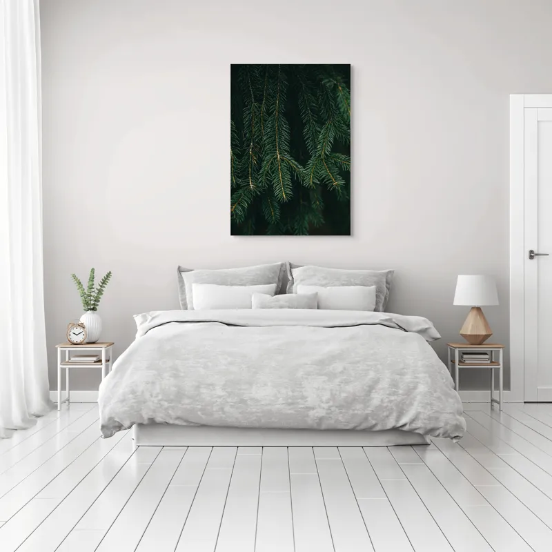 Tablou Canvas, "Misterul Crengilor de Brad Verde", Verde, Ace, Brad, Natural, Textură, Frumusețe, Pădure, Serenitate, 70 x 100 cm – poza 3