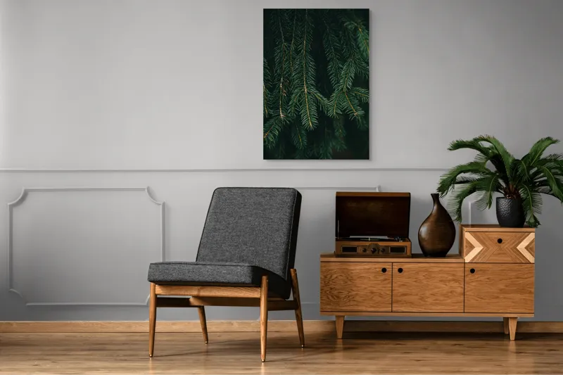 Tablou Canvas, "Misterul Crengilor de Brad Verde", Verde, Ace, Brad, Natural, Textură, Frumusețe, Pădure, Serenitate, 70 x 100 cm – poza 6