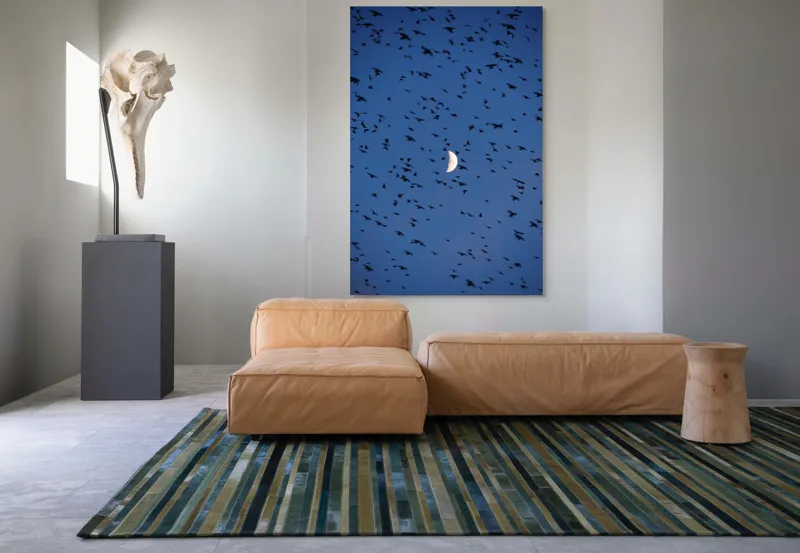 Tablou Canvas, "Dansul păsărilor sub clar de lună", Lună, Păsări, Cer, Zbor, Noapte, 100 x 150 cm – poza 7
