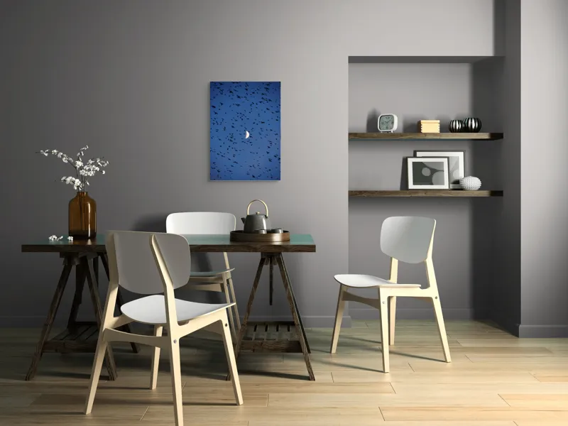 Tablou Canvas, "Dansul păsărilor sub clar de lună", Lună, Păsări, Cer, Zbor, Noapte, 50 x 70 cm – poza 5