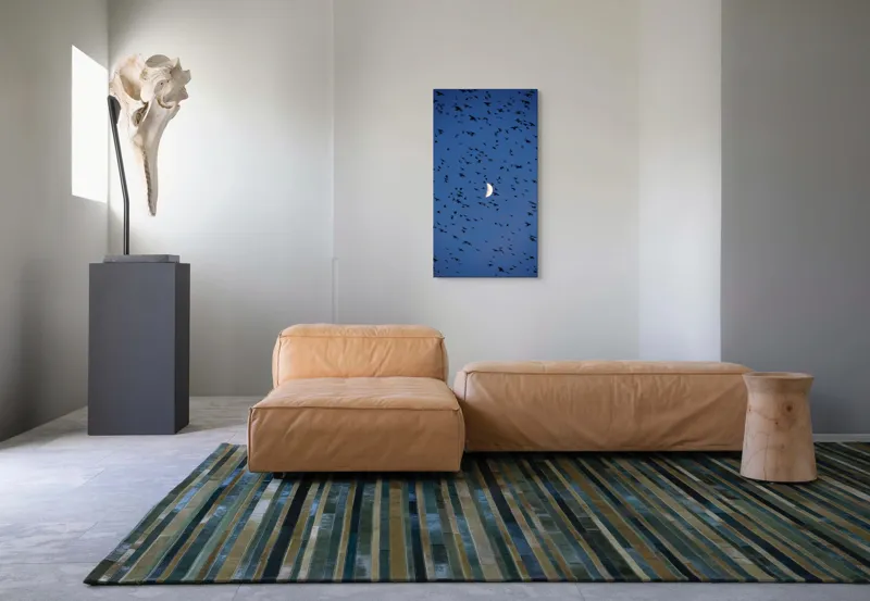 Tablou Canvas, "Dansul păsărilor sub clar de lună", Lună, Păsări, Cer, Zbor, Noapte, 50 x 90 cm – poza 5