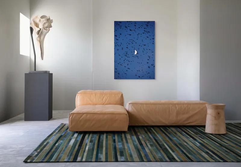 Tablou Canvas, "Dansul păsărilor sub clar de lună", Lună, Păsări, Cer, Zbor, Noapte, 70 x 100 cm – poza 7