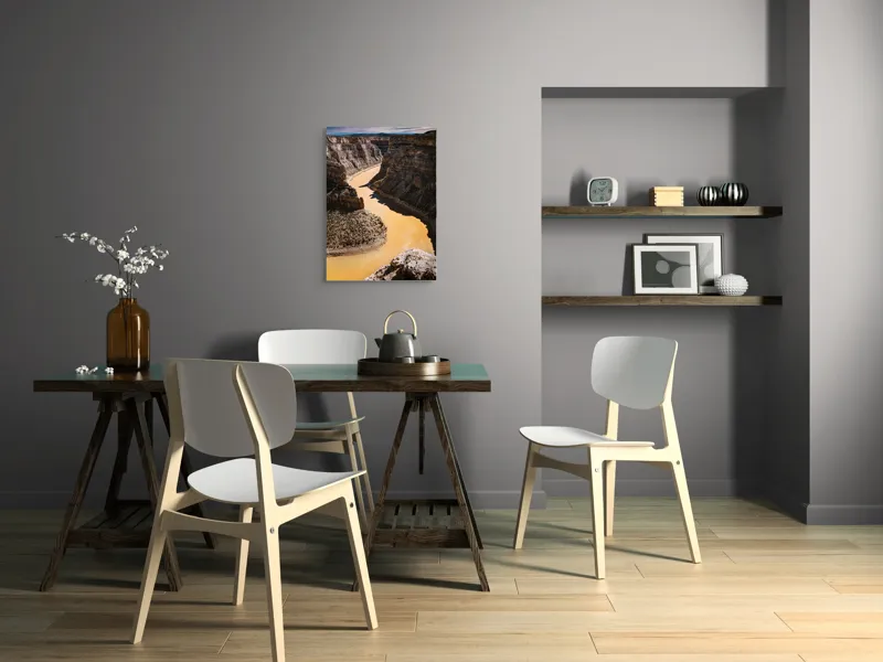 Tablou Canvas, "Canionul râului de aur strălucitor", Râu, Canion, Stânci, Apă, Natură, Cer, Peisaj, Stâncos, Albie, Răsucire, Umbre, Straturi., 50 x 70 cm – poza 5
