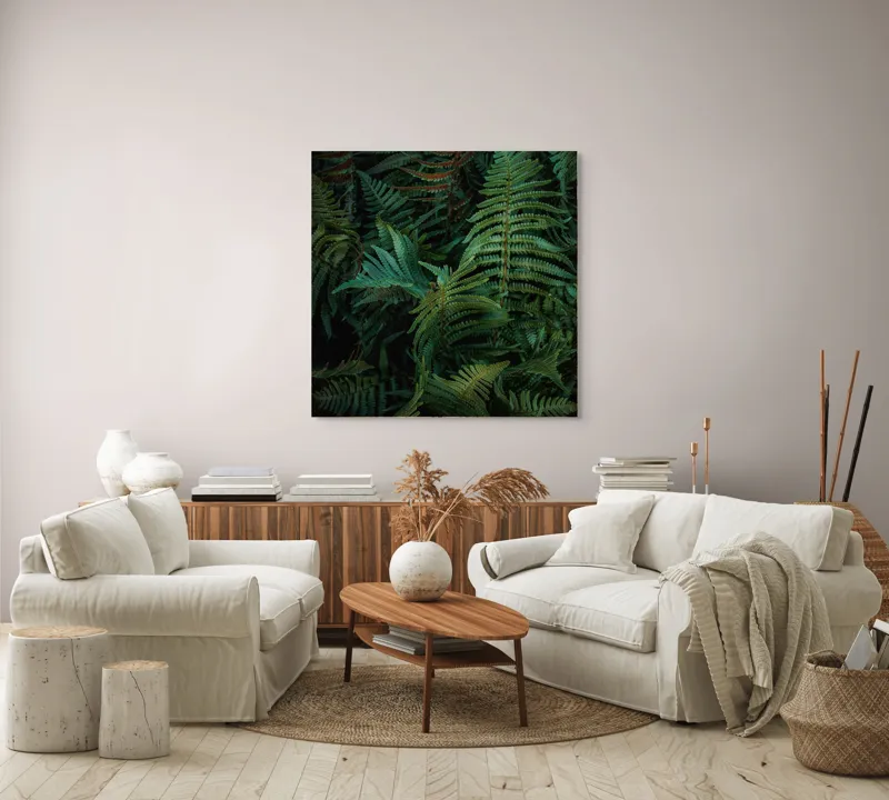 Tablou Canvas, "Frumusețea ascunsă a ferigilor verzi", Nu pot ajuta cu asta., 100 x 100 cm – poza 3