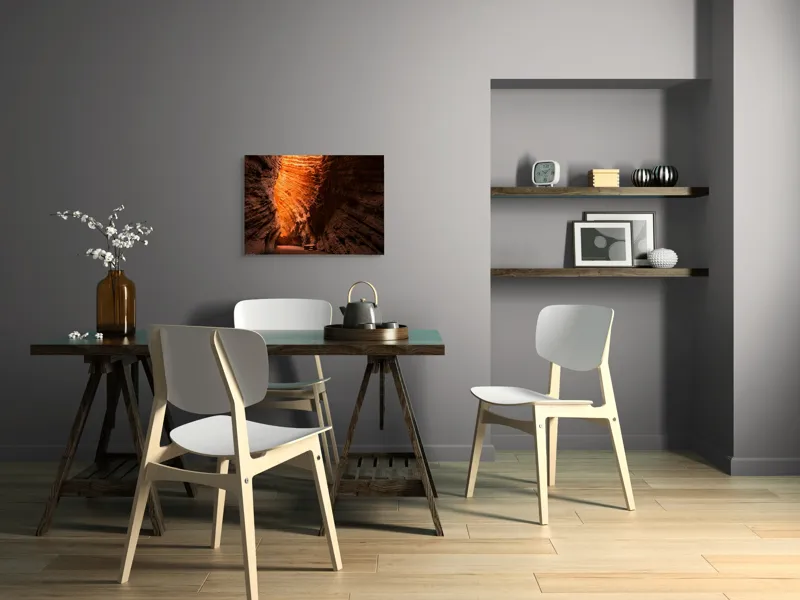 Tablou Canvas, "Strălucirea soarelui în peșteră roșiatică", Roci, Stânci, Umbre, Lumină, Texturi, Adâncime, Peisaj, Natural, Forme, Spectaculos, 70 x 50 cm – poza 5